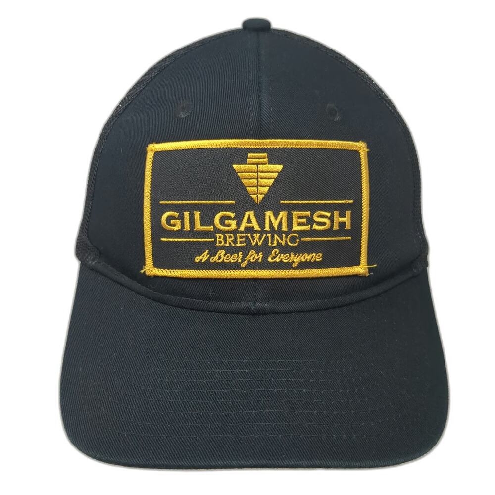 Port Authority Trucker Hat Black One Size Gilgamesh Brewing Patch Mesh Snapback